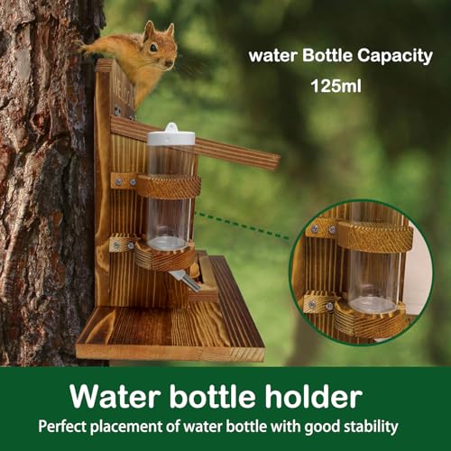 LSCQYYCC-Squirrel Feeder, Squirrel Picnic Table Feeder with Water Feeder, Wooden Squirrel Feeders for Outside, Squirrel House for Corn Peanut