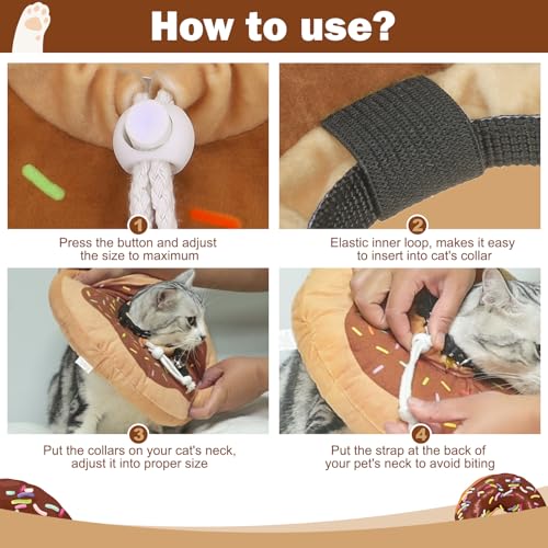 Cat Cone Collar Soft, Cat Recovery E Collar After Surgery to Stop Licking, Adjustable Waterproof Neck Elizabethan Pet Kitten Puppy Donut Pillow for Cats Wound Healing, Donut - color: Donut, size: Small(5-9.5in)