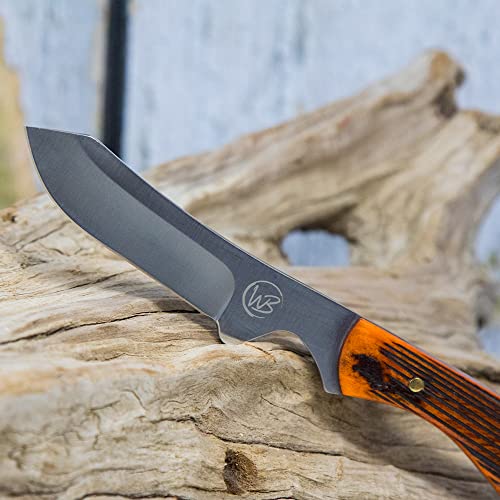 WHISKEY BENT HAT CO. Sendero Caper 440 Stainless Steel Fixed Blade Knife w/Leather Sheath (Sawmill) - color: Sawmill