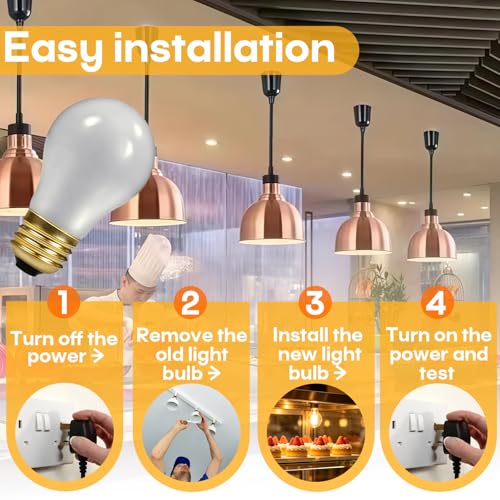12-Pack 40W Heat Lamp Bulb, Shatterproof, Compatible With Hatco 02.30.265 | 120V/130V Power, Steady Heat Output, Even Coverage, for Buffet Food Warming or Heat Lamp Fixture