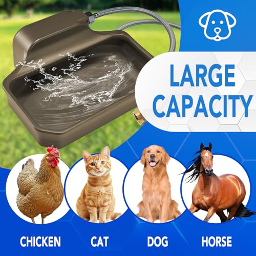 PETTEN Auto Fill Dog Water Bowl, Outdoor 1Gal/3.75L Automatic Dispenser | Auto-refill float valve,no electricity.3.75L for dogs/cats&livestock.3/4"GHT hose connection.Food-grade HDPE,durable - color: Brown