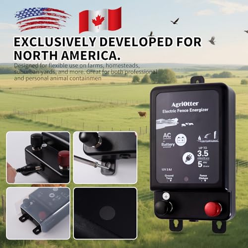 2025 New Tech 2 in 1 Electric Fence Energizer Charger Plug-in & 12V Battery, Waterproof & Safe Wide Coverage Energizer for Farms, Suburban Homes, Gardens, Livestock, Pets & More
