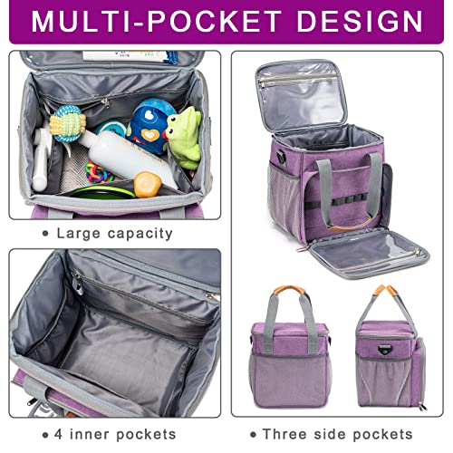 Pet Grooming Bag, Dog Grooming Supplies Organizer Tote Bag, Perfect for Pet Grooming Tool Kit Accessories-Purple - color: Purple