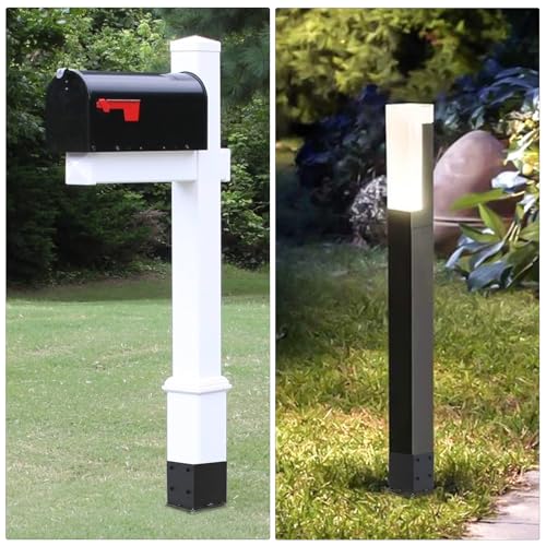 2 Pcs 22" Fence Post Anchor Ground Spike|Black Powder-Coated|6"x6" | Actual 5.6"x5.6" Heavy Duty Metal Fence Post Anchor for Deck| Fence| Porch| Railing| Mailbox - size: 2 Pcs, style: 6"x 6"