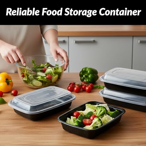 32oz Meal Prep Containers with Lids - 50 Pack BPA Free To Go Food Containers, Stackable & Leak Resistant Bento Box, Microwave/Dishwasher/Freezer Safe - size: 32 Ounce
