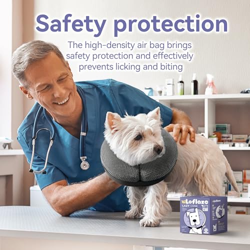 Loflaze Soft Inflatable Dog Cone Collar Alternative After Surgery - Dog Neck Donut E Collar for Large Medium Small Dogs Cats Post Surgery - Recovery Collar to Stop Licking - Grey, XL - color: grey, size: XL(Neck 17"-20")