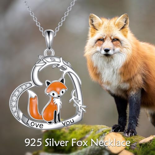 Goat Necklace Crystal Goat Necklace Sterling Silver Heart Goat Necklace Animal Pendant Jewelry for Women Goat Gift for Goat Lovers - style: fox