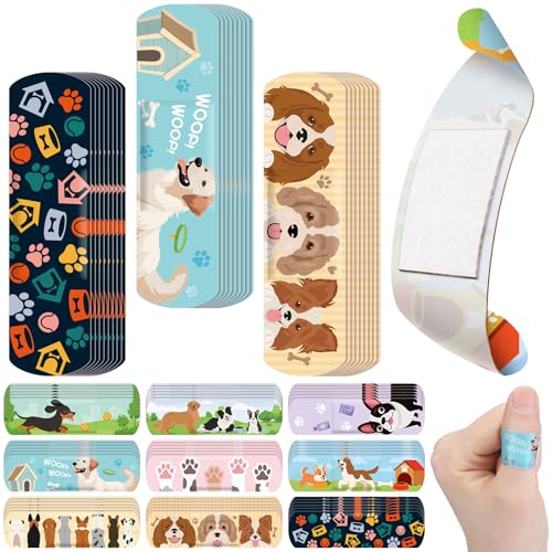 Panelee 120 Pcs Kids Dog Farm Animal Adhesive Bandages Monster Construction Trucks 20 Styles Puppy Cute Waterproof Breathable Bandages for Kids Girl Boy Children Toddler(Dog) - style: Dog