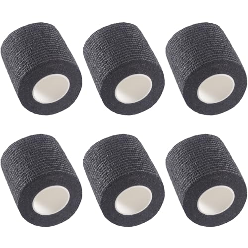 IndigoCase 6 Pack Self Adhesive Bandage Wrap 2 Inch x 5 yd Elastic Tape | Black Color Elastic Bandage Wrap, Vet Wrap, Small Bandage for Kids, Fingertip, Wrist, Dog, Pets - color: Black, size: 2 Inch - 6 Pack