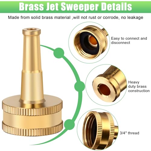 JaGely 12 Pack Brass Hose Nozzle for Garden, Jet Sweeper Nozzles Solid Brass 2" Jet Nozzle for Car Wash, Extra12 Garden Hose Rubber Washers