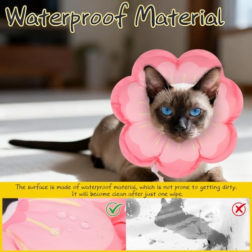 Cat Cone Collar Soft, Cat E Collar Recovery After Surgery to Stop Licking, Adjustable Waterproof Cute Neck Elizabethan Pet Kitten Puppy Donut Pillow for Cats Puppy Wound Healing, PinkM - color: Pink, size: Medium