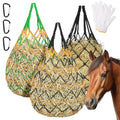 Slow Feed Hay Nets 3 Pack 40-Inch Durable Mesh Hay Bags Feeder for Horses | Heavy Duty Mesh Hanging Feeders with Carabiners & Gloves for Goat Livestock Barn Trailer Pasture Feeding Supplies Accessory - size: 3 Pack