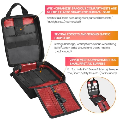 Medical Molle Pouch Tactical - 1000D Nylon First Aid Pouch, Big Capacity EMT Pouch Utility, Heavy Duty Military Grade Rip-Away Ifak Pouch for Home and Outdoor Activities（Bag Only - color: Red