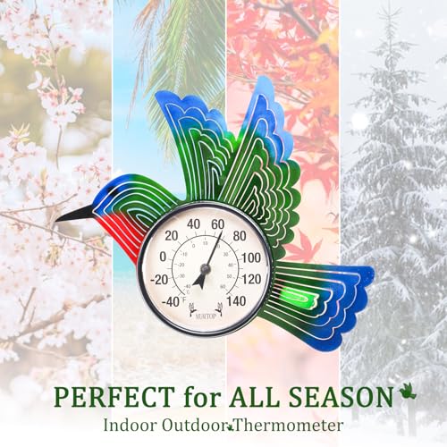 Outdoor Thermometer, Hummingbird Thermometer for Patio Yard Garden | No Battery Needed, Waterproof, Indoor and Outdoor, Easy to Read, Gifts Idea - color: Hummingbird