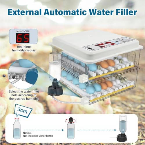 120 Egg incubators for Hatching Eggs with Automatic Turning & 5 Modes | Egg incubator with temperature control, incubation day tracking, smarts egg turning system and multi-poultry support - color: 120 Egg White
