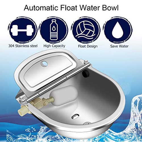 Automatic Livestock Waterer Bowl, 304 Stainless Steel Water Dispenser | Rust-Resistant Stainless Steel, Dual Float Valves, Automatic Refill System, Durable Design For Barns Farms And Outdoor Use