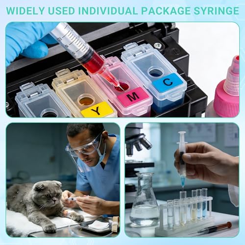100 Pack 5ml 21Ga 1.5 Inch Industrial Syringes, Plastic Disposable Syringe for Scientific Labs, Liquids Refilling and Measuring - style: 5ml-21G 1.5"