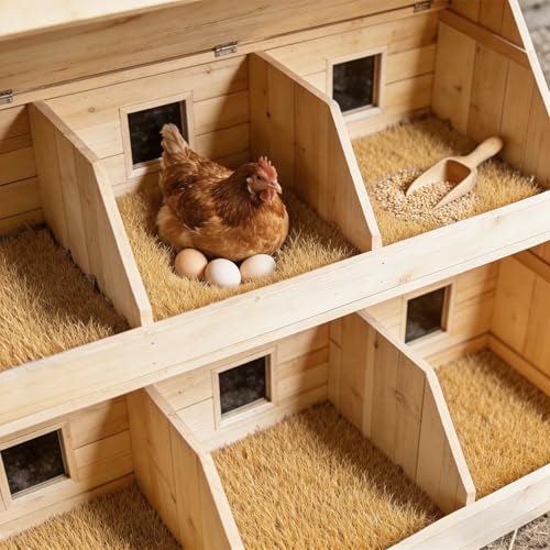 12 Pack Chicken Nesting Pads, 12x12 Inch Artificial Grass Nest Box Liners, Washable & Shed-Resistant Mat with Drain Holes for Hen Laying Eggs, Coop Bedding Accessories