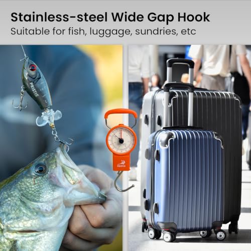 Pristis Fishing Hanging Scale with Tape Measure for Farm Kitchen Luggage | 80 LBs Fish Weight Analog Spring Hook Crane Scale Kit with Non-slip Large Handle, Portable Gear Equipment Weighting Accessory