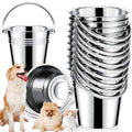 Hicarer 10 Pack 1.5 Quart Stainless Steel Dog Water Buckets, Metal Pails | For Dogs Birds Cats & Livestock, Pets, Kennels, Fences, Gardening, Camping, Handle Design, Heavy Duty, Durable, Easy Clean - size: 1.5 Quart