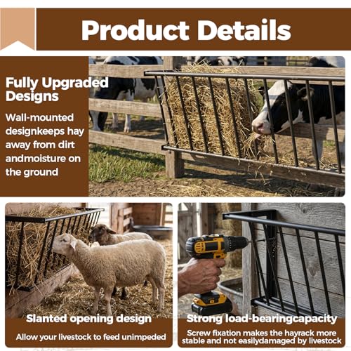 Lesolar Hay Feeder for Goats,40''Length/25 Gallon Hay Rack | Goat Hay Rack,Large Capacity Hay Rack for Goats,Wall Blanket Holder,Hay Holder