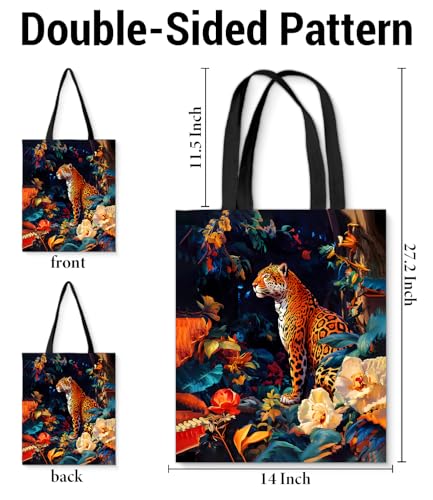 Vintage Botanical Animal Canvas Tote Bag for Women, Aesthetic Floral Animal Reusable Shoulder Bag for Shopping - color: 1