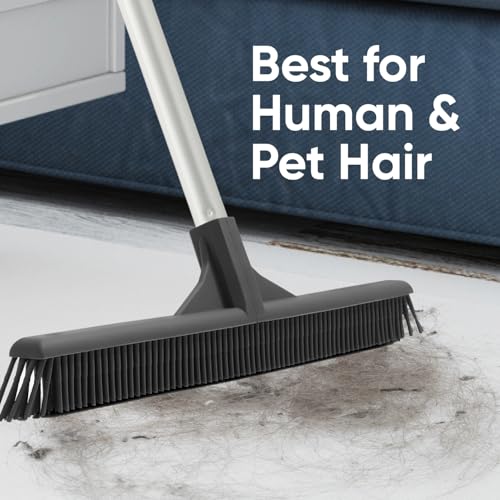 Superio 16"" Slim Silicone Salon Broom - Carpet Rake for Liquid, Human Hair, and Pet Hair, and Fur Space Saving and Easy to Wash, 12811274 - color: Silicone, size: 48"