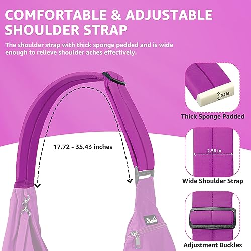SlowTon Dog Carrier Sling - Thick Padded Shoulder Strap Adjustable, PU S | Dog Carriers for Small Dogs, Puppy Carrier Purse for Pet Cat with Front Zipper Pocket Safety Belt Machine Washable - color: K-Fuchsia Cotton Fabric
