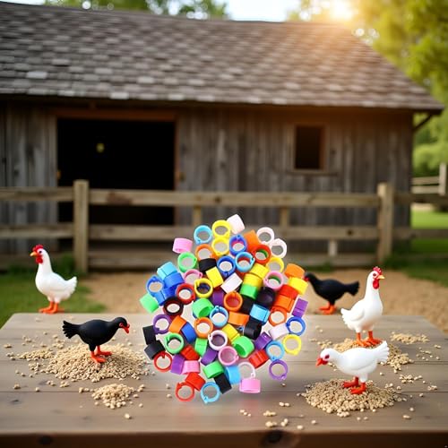 100 Pcs Multicolor 8mm Poultry Leg Rings, 10 Colors Poultry Foot Bird Identification Leg Bands Clip-on Rings for Birds, Ducks and Chickens