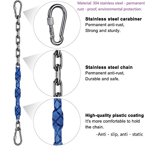 ZGCY 2 Stainless Steel Chains (84 ") Swing Chains, Heavy Duty Swing Hardware,4 Quick Connection Buckles, Indoor and Outdoor Playground Swings, hammocks, sandbags, 1000 lb Capacity - color: Blue, size: 84"