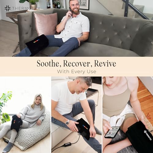 Thermotex Far Infrared Knee Heating Pad, Heated Pad for Knee, Thigh & Calf | FSA-HSA Eligible, Deep Penetration (2.36 Inches), For Pain Relief, Joint Support & Recovery, Dual Heat Inserts
