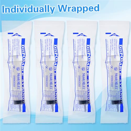 12pack 60ml Large Syringes Without Needle, With Cap for Liquid, Measuring, Ink Refilling, Oil, Liquids Glue Applicator, Individually Sealed - style: 60ML