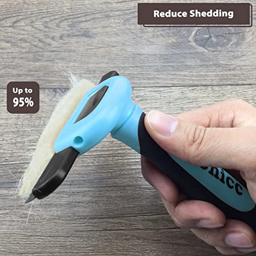 Gonicc PDT- 1001 Professional Pet De Shedding comb Tool Blue | Effectively Reduces Shedding by Up to 95%, Ideal for Short, Medium, Long Hair, Ergonomic Non-Slip Handles, Durable And Stable