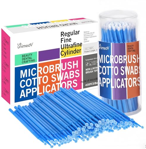 LE UNIMEDY 400PCS/Box Cotton Swabs, Disposable Micro Applicators Brush, Cosmetic Brush, Micro Swabs, Microswabs 2.5mm Blue - size: 2.5mm, Blue