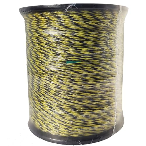 Portable Electric Fencing Polywire 1650 Feet 500 Meters, 6 Stainless Steel Conductors for Reliable Conductivity, UV Treatment, Rust Resistance - Yellow & Black - size: 1650ft