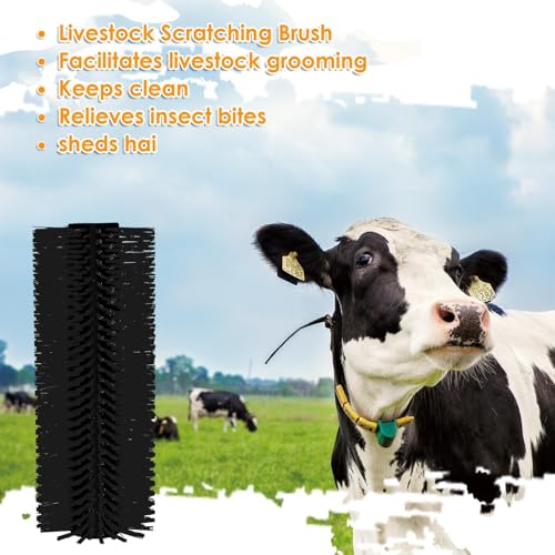 4 Sets Scratch Brushes For Livestock - 20 X 8 Inch Anti-Itch Tool,Multifunctional Cow Scratching Grooming Brush,Screws And Nuts For Sheep, Cattle, Horses, Pigs,Effectively Protecting The Fence - color: black
