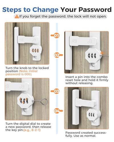 Flip 90/180 Degree Sliding Barn Door Lock Latch, White-2 PCS | Keyless 3-Digit Combination Latch Lock for Shed, Closet, Cabinet, Bedroom, Cupboard, Screen, Sliding/Swinging Door - color: White-2 Pcs