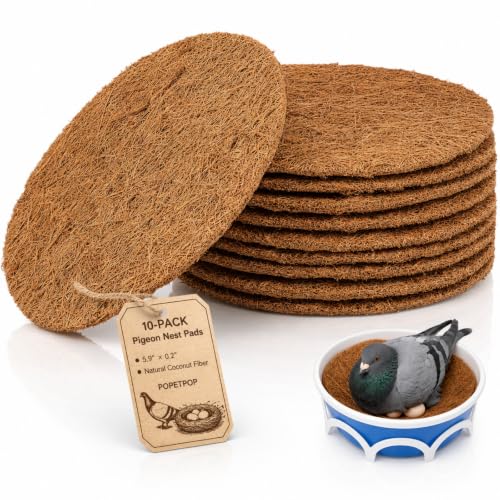 POPETPOP 10 Pcs Pigeon Nest Pads, Natural Coconut Fiber Bird Breeding Mat | Bird Egg Mat for Parakeet Chicken Breeding Hatching - Pigeon Supplies