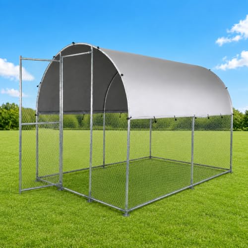 Large Metal Chicken Coop Run for Yard with Cover 9.8x6.6x6.9ft Poultry Cage | Walk-in Coop with Waterproof UV Cover, Upgraded Anti-twist Door for Backyard Hens, Ducks, Geese and Farm Yard Use - size: 118.0"L x 78.7"W x 82.7"H