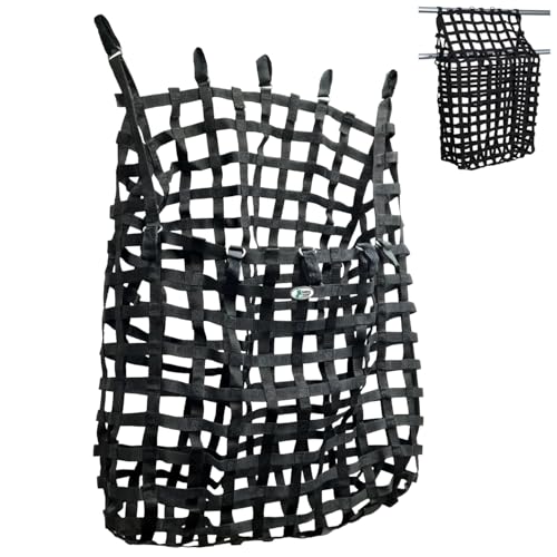 Tahoe Web Gate Slow Feed Hay Feeder – Attaches to Gate or Pipe Fence with 10 Quick Grip Straps, 2" Openings, Holds 5–6 Flakes, Super Tough Bottom®, Easy-Fill Design, 1-Year Warranty