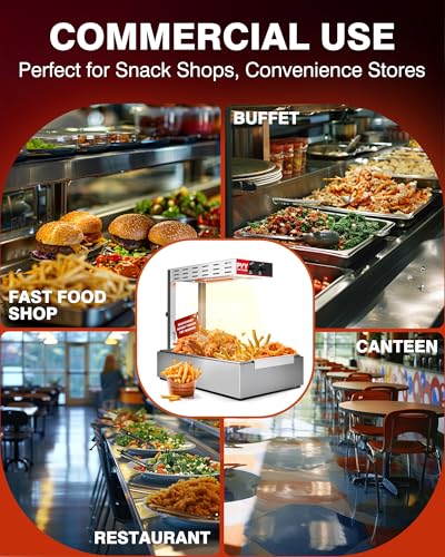 PYY French Fry Warmer - Update Commercial Food Heat Lamp Fry Dump Station Chip Warmer Food Warmer Adjustable Height 7.9"-11" Temp 86°F-156°F Countertop Freestanding for Restaurant Buffet - size: 10L Adjust Height
