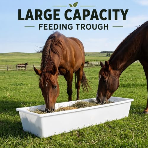 4 Pcs 12 Gallon/48 Quart Plastic Livestock Water Trough, White | 39" Long Large Capacity Livestock Feeding Trough for Calves Pig Sheep Horses Alpacas and Goats Farm Animal Feeding - color: White, size: 12 Gallon/48 Quart