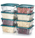 CURTA 8-Pack 2 Qt NSF Clear Polycarbonate Food Storage Containers with Green Lids - Square, Commercial-Grade, Freezer & Dishwasher Safe, Stackable - color: 2.0 Qt 8-Pack(Green Lids)