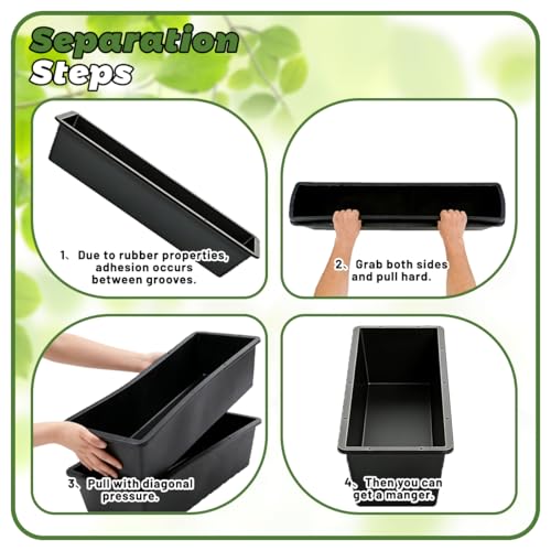 4 Pcs 12 Gallon/48 Quart Large Capacity Livestock Water Trough, 39 Inch Long Plastic Livestock Feeding Trough for Pig, Calves, Sheep, Horses, Alpacas and Goats Farm Animal Feeding