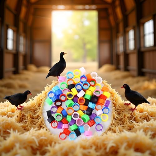 100 Pcs Multicolor 8mm Poultry Leg Rings, 10 Colors Poultry Foot Bird Identification Leg Bands Clip-on Rings for Birds, Ducks and Chickens