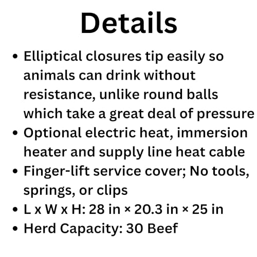 Ritchie Thrifty King CT1-2000 Automatic Livestock Waterer for Cattle – Super-Insulated, Energy-Efficient, Single Drink Area, 11.2 Gallon Capacity, Durable Poly Construction, Model 16271