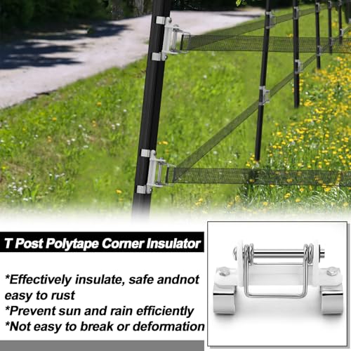 Blulu 20 Pcs T Post Polytape Corner Insulator Electric Fence Insulators T Post End for Posts, Steel Posts, Tensioners Wire Holding Fencing Supplies for Agricultural Farm Garden