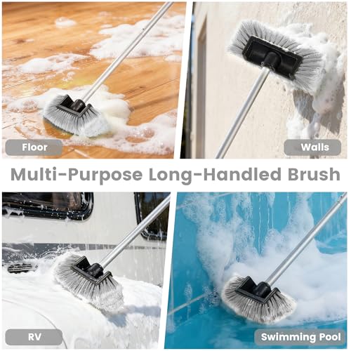 Car Wash Brush with Long Handle, 60'' Soft Bristle Cleaning Brush, Car Cleaning Brushes, Carwash Brushes for SUV, RV, Boat, Truck, House Siding, Sweep Snow, Gray - color: Gray
