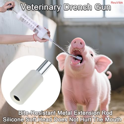 500ML Large Cattle Drench Gun, Big Dosage Feeding Gun Continuous Dosing Feeding Device Veterinary Medicine Dispenser, for Pig Cow, Sheep, Horse Autonomous Feeding Tool