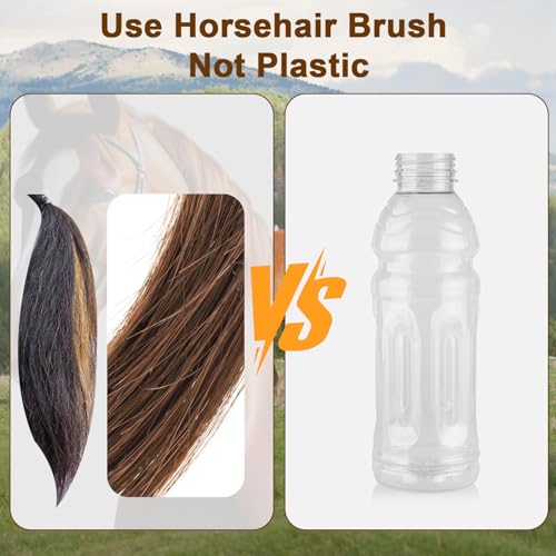 3-Piece 100% Horse Hair Shoe Brush Kit for Leather Care – Professional Dauber Applicators and Polishing Brushes with Cleaning Cloth for Leather Shoes, Boots, Bags, Jackets & Car Detailing